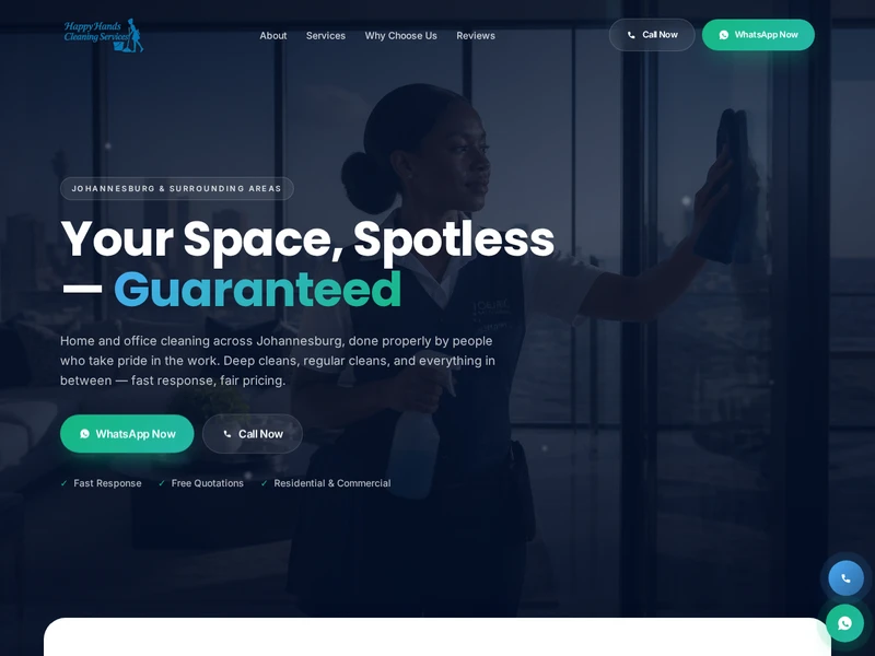 Happy Hands Cleaning Service website